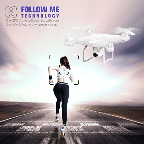 Potensic T25 GPS Drone, FPV RC Drone with Camera 1080P HD WiFi Live Video, Dual GPS Return Home, Quadcopter with Adjustable Wide-Angle Camera- Follow Me, Altitude Hold, Long Control Range, White: Gateway